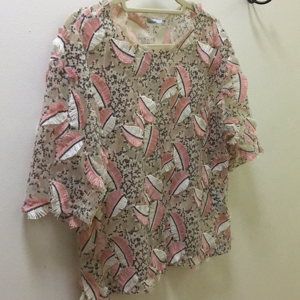 Zara see-through sequin shirt. Dress up or down :)